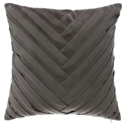 COUSSIN TRESSE EN VELOURS GRIS FONCE 40X40CM