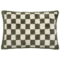 COUSSIN TUFTE DAMIER CORNER KAKI 38X58CM