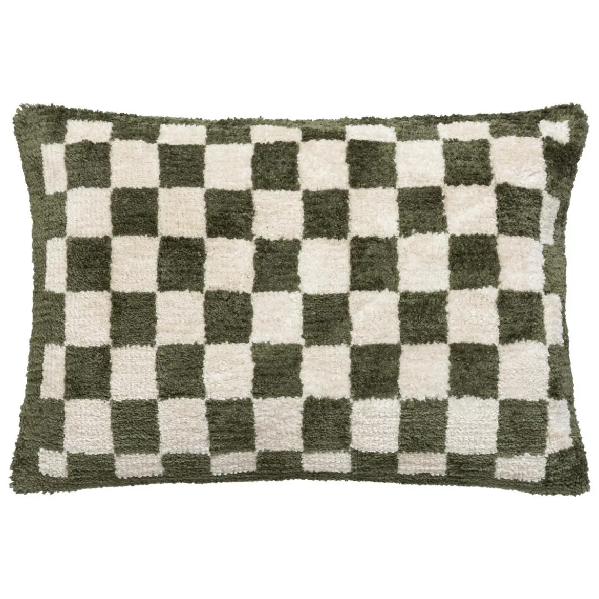 COUSSIN TUFTE DAMIER CORNER KAKI 38X58CM