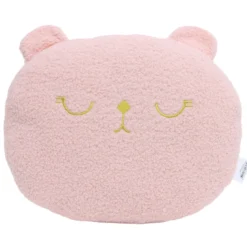 COUSSIN BOUCLETTE CHAT 33X30CM ROSE