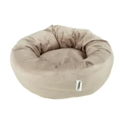 COUSSIN DONUT ROND VELOURS COTELE 55X20CM CRAFTY NOISETTE