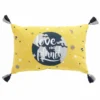 COUSSIN POMPONS 30X50CM IMPRIME PETIT ASTRONAUTE