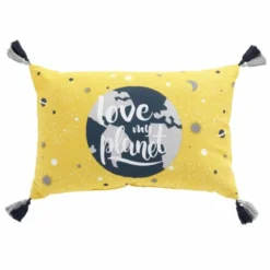 COUSSIN POMPONS 30X50CM IMPRIME PETIT ASTRONAUTE