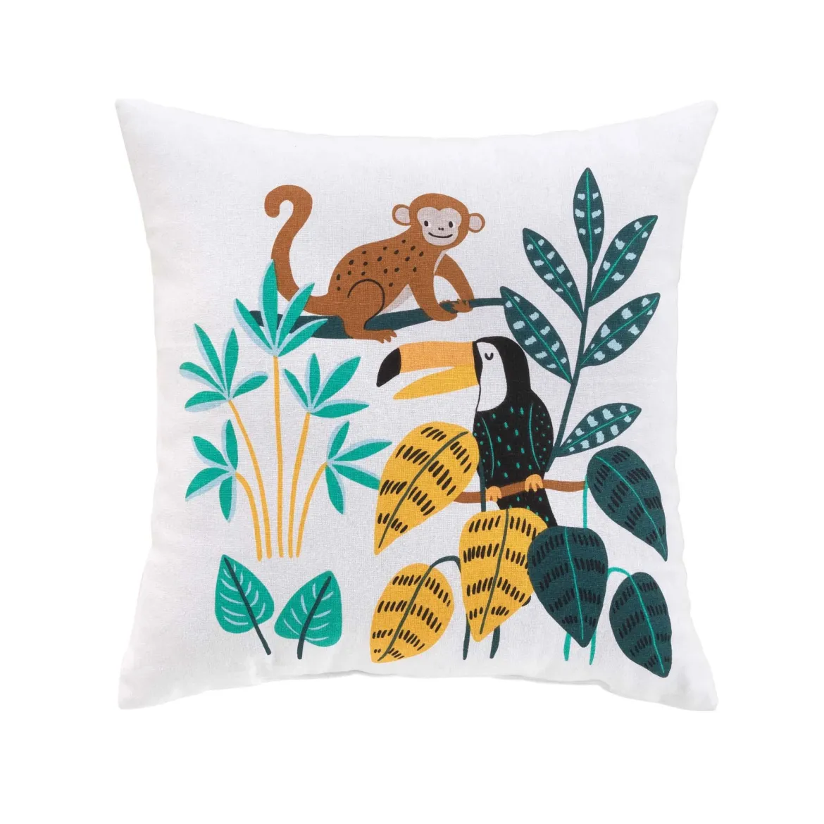 COUSSIN 40X40CM JUNGLE STORY BLANC
