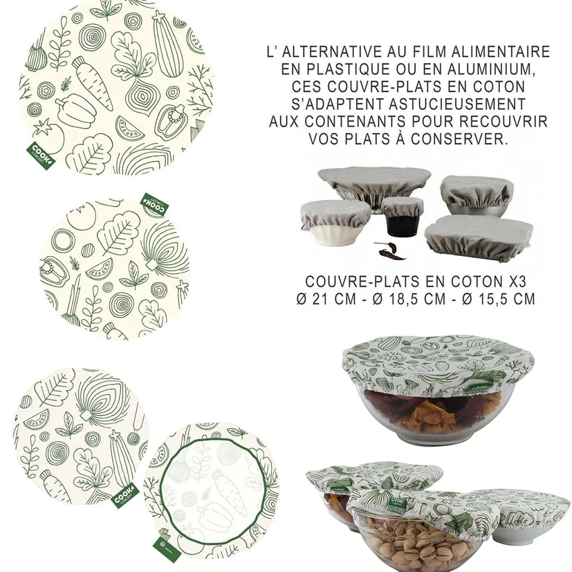 COUVERCLE EN TISSU REUTILISABLE X3