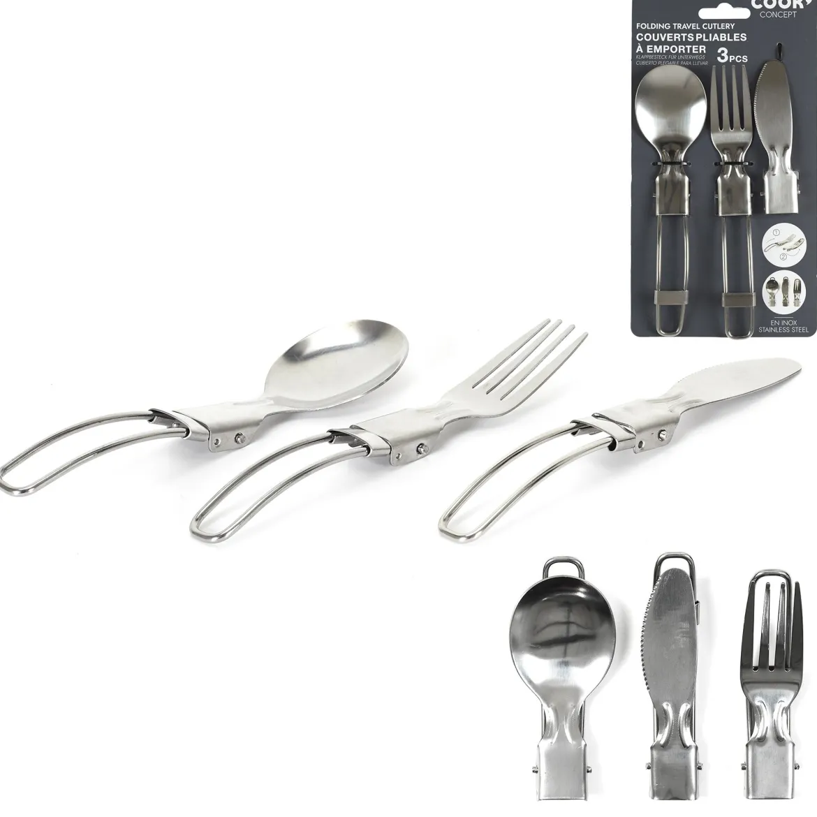 COUVERT PLIABLE A EMPORTER INOX X3 PIECES