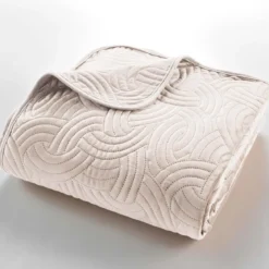 COUVRE LIT 220X240CM ET 2 TAIES 60X60CM SOLANGE NATUREL