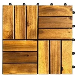 6 DALLES BOIS 30X30X2.3CM SIZE L30XW30XH2.4CM ACACIA 1