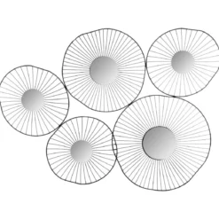 DECO MURALE METAL 5 MIROIRS NOIR