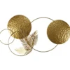 DECORATION MURALE DOREE CERCLES ET FEUILLES 65X37CM