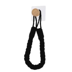 DEROULEUR PAPIER WC OU PORTE SERVIETTES CORDE BAMBOU NOIR