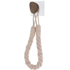 DEROULEUR PAPIER WC OU PORTE SERVIETTES CORDE BOIS BEIGE