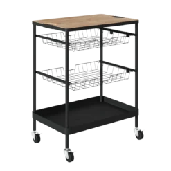 DESSERTE 2 PANIERS METAL ET PLANCHE AMOVIBLE