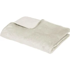 DESSUS LIT VELOURS FEUILLE IVOIRE 240X260CM