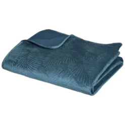 DESSUS LIT VELOURS FEUILLE CANARD 240X260CM