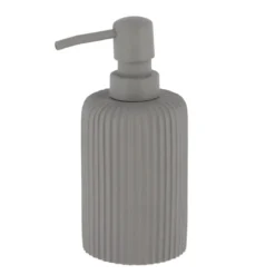 DISTRIBUTEUR A SAVON ARRONDI STRIE POLYRESINE 230ML GRIS