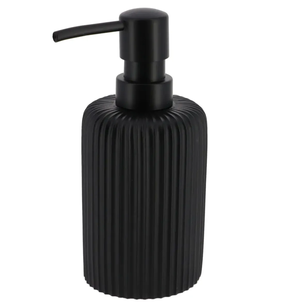 DISTRIBUTEUR A SAVON ARRONDI STRIE POLYRESINE 230ML NOIR
