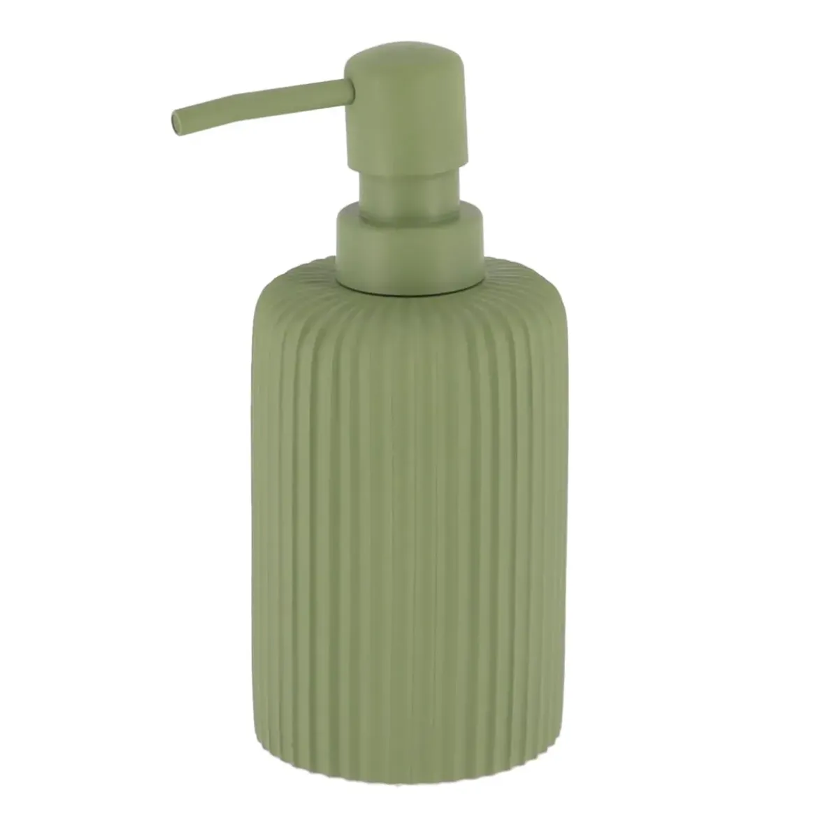DISTRIBUTEUR A SAVON ARRONDI STRIE POLYRESINE 230ML KAKI