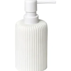 DISTRIBUTEUR A SAVON ARRONDI STRIE POLYRESINE BLANC