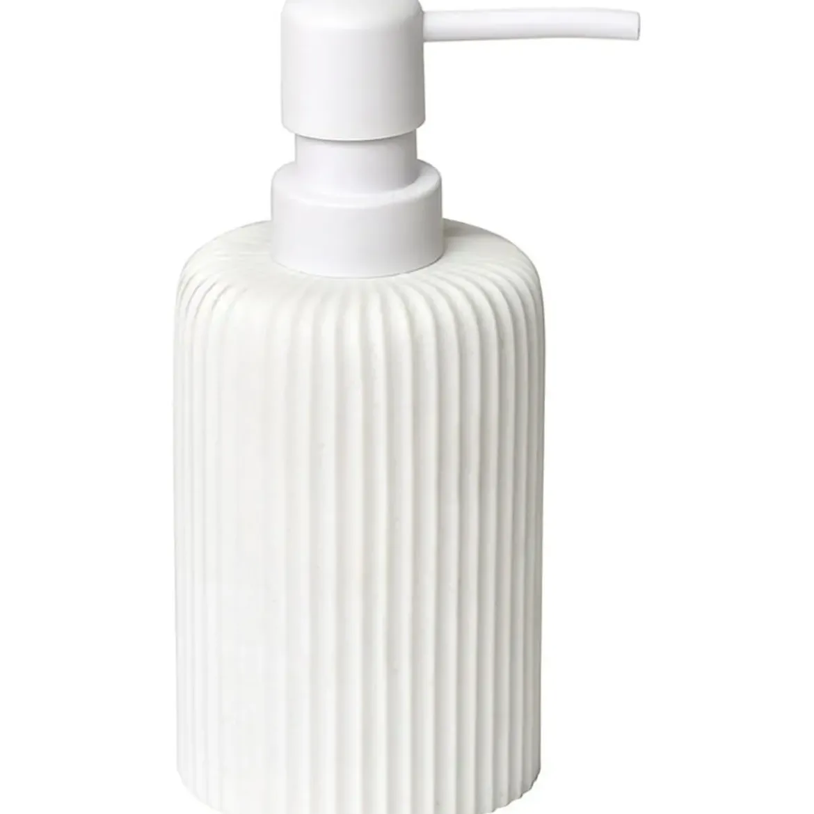DISTRIBUTEUR A SAVON ARRONDI STRIE POLYRESINE BLANC