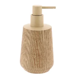 DISTRIBUTEUR A SAVON EN POLYRESINE EFFET BOIS 350ML NATUREL