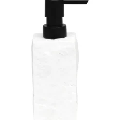 DISTRIBUTEUR A SAVON POLYRESINE CARRE EFFET PIERRE BLANC