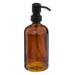DISTRIBUTEUR A SAVON VERRE POMPE NOIR MAT 500ML AMBRE