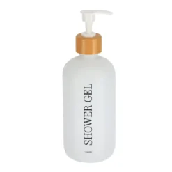 DISTRIBUTEUR GEL DOUCHE VERRE BAMBOU 500ML BLANC MAT
