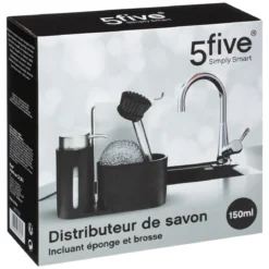 DISTRIBUTEUR SAVON AVEC BROSSE ET EPONGE NOIR