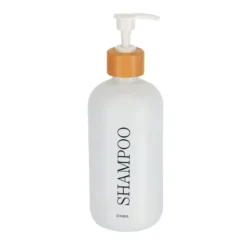 DISTRIBUTEUR SHAMPOING VERRE BAMBOU 500ML BLANC MAT