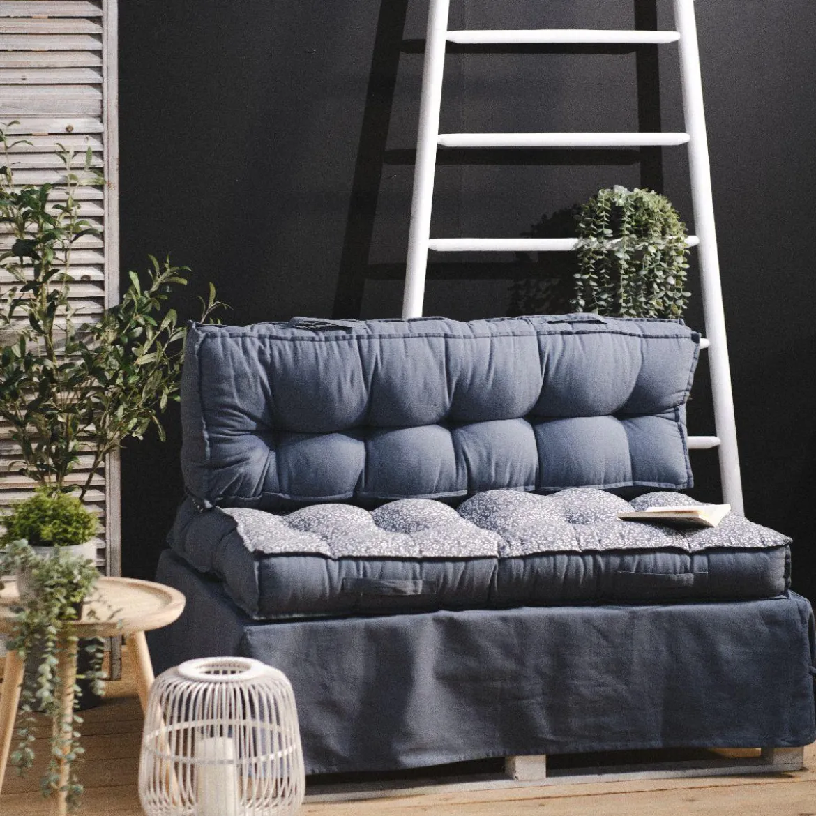 DOSSIER PALETTE 120X40X22CM COTON BOTANIK DENIM