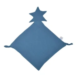 DOUDOU MOUCHOIR ETOILE GAZE DE COTON 30X46CM BLEU FONCE