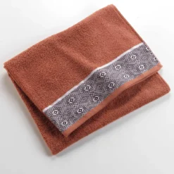 DRAP BAIN 90X150CM EPONGE JACQUARD ESTEBAN TERRACOTTA