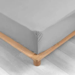 DRAP HOUSSE 2 P 140X190 CM PERCALE UNI GRIS