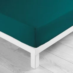DRAP HOUSSE 2 PERSONNES 140X190CM UNI LINA PETROLE