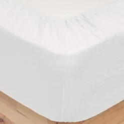 DRAP HOUSSE GAZE DE COTON BLANC 140X190CM