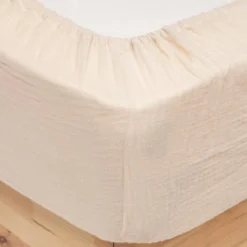 DRAP HOUSSE GAZE DE COTON LIN 140X190CM