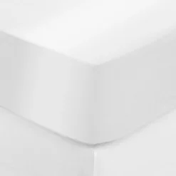 DRAP HOUSSE SATIN DE COTON BLANC 160X200CM