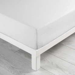 DRAP HOUSSE 140X190CM COTON LAVE 57 FILS LINETTE BLANC