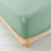DRAP HOUSSE 140X190CM GAZE COTON UNI 57 FILS ANGELIA SAUGE