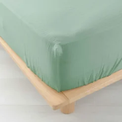 DRAP HOUSSE 140X190CM GAZE COTON UNI 57 FILS ANGELIA SAUGE