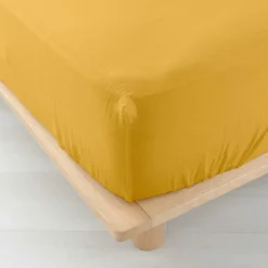 DRAP HOUSSE 140X190CM GAZE COTON 57 FILS ANGELIA JAUNE
