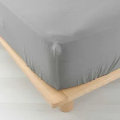 DRAP HOUSSE 160X200CM GAZE COTON 57 FILS ANGELIA GRIS