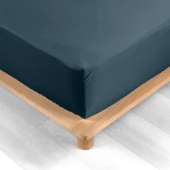 DRAP HOUSSE 90X190CM PERCALE 78 FILS PERCALINE BLEU NUIT