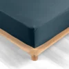 DRAP HOUSSE 140X190CM PERCALE UNI 78 FILS BLEU NUIT