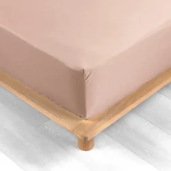DRAP HOUSSE 140X190CM PERCALE UNI 78 FILS NUDE