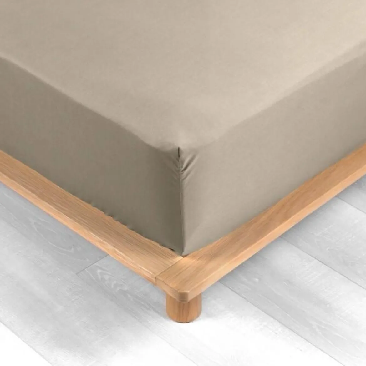 DRAP HOUSSE 140X190CM PERCALE UNI 78 FILS SABLE