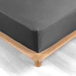 DRAP HOUSSE 160X200CM PERCALE UNI 78 FILS ACIER