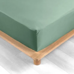 DRAP HOUSSE 140X190CM PERCALE UNI 78 FILS TILLEUL
