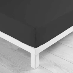 DRAP HOUSSE 140X190CM UNI 57 FILS LINA NOIR